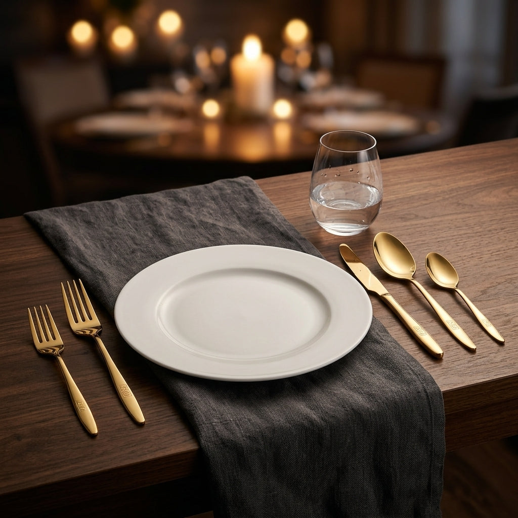 AYD 24-Piece Luxury Gold Flatware Set – Stainless Steel Cutlery Service for 6 ( S/S 18/10 )