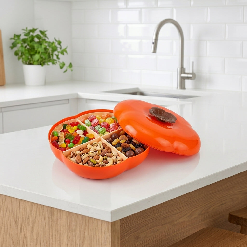 Persimmon Shaped 4-Compartment Candy & Snack Organizer Box