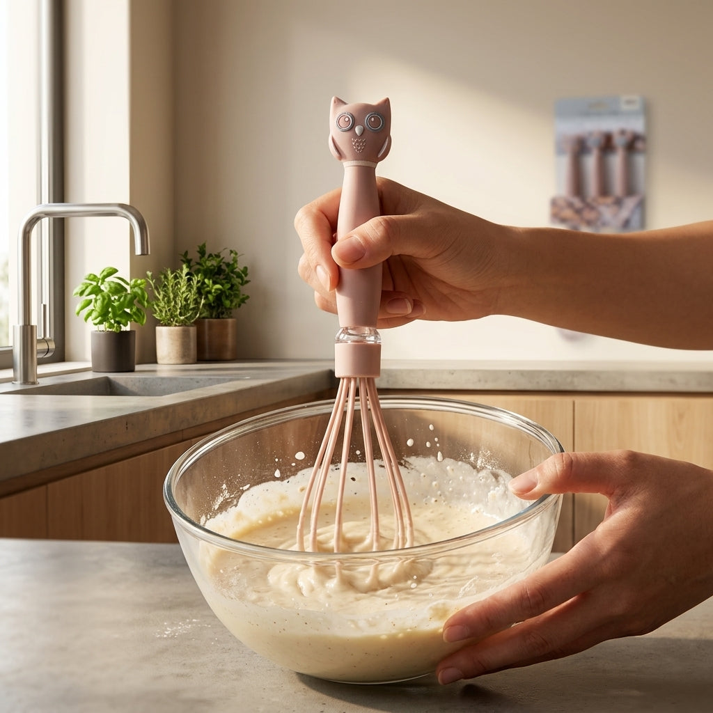 3-Piece Cute Woodland Animal Baking Tool Set – Silicone Spatula, Whisk & Pastry Brush