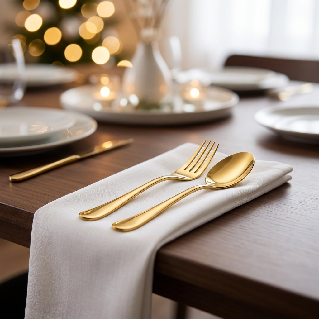 AYD 24-Piece Luxury Gold Flatware Set – Stainless Steel Cutlery Service for 6 ( S/S 18/10 )