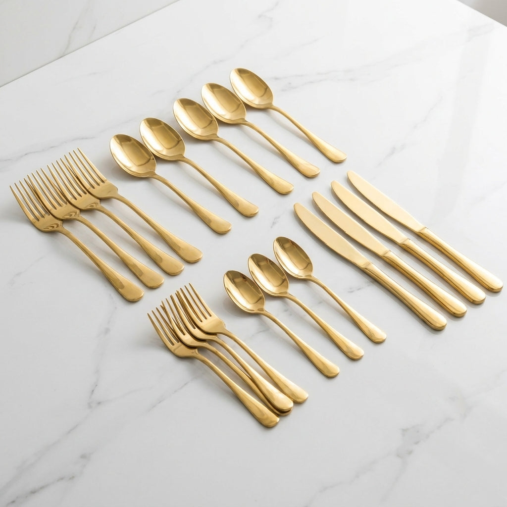 AYD 24-Piece Luxury Gold Flatware Set – Stainless Steel Cutlery Service for 6 ( S/S 18/10 )