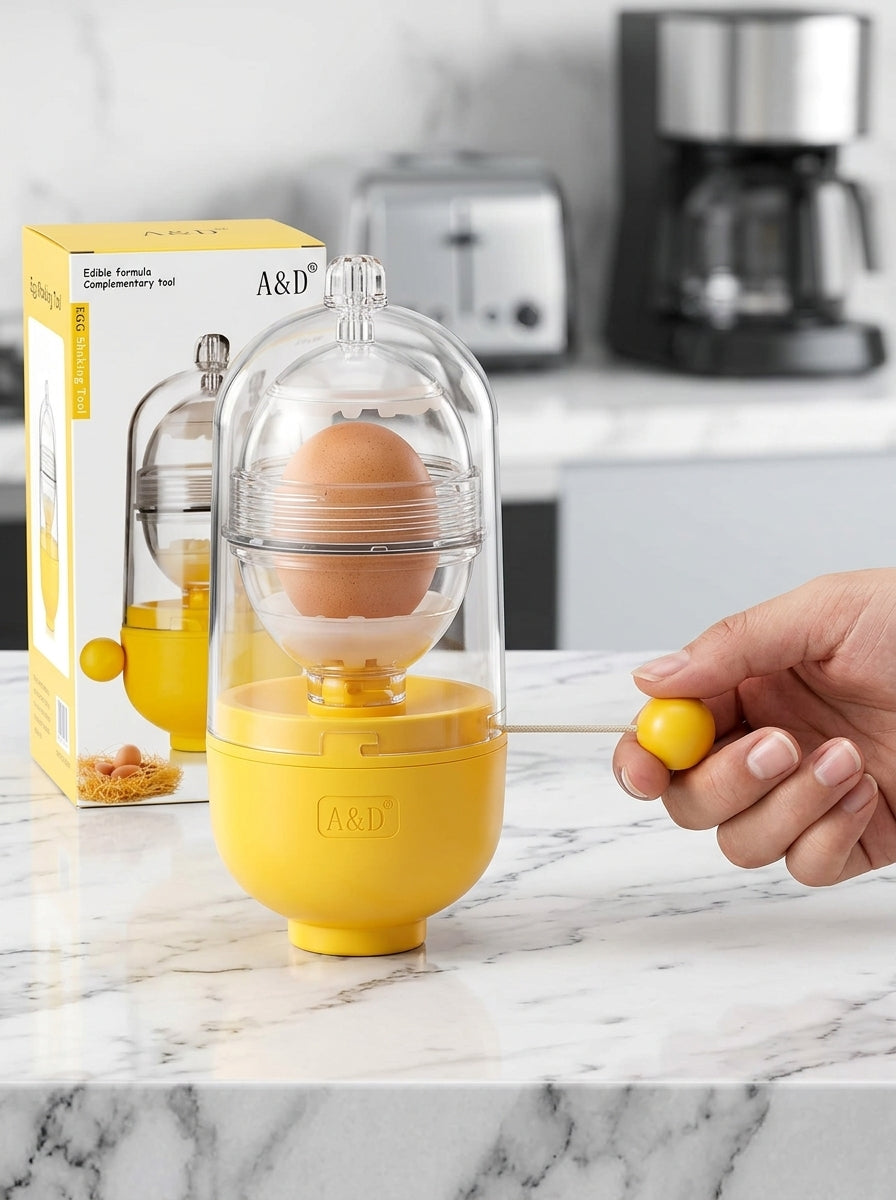 Manual Golden Egg Maker & Scrambler - Hand-Powered Hard Boiled Egg Shaker Kitchen Tool